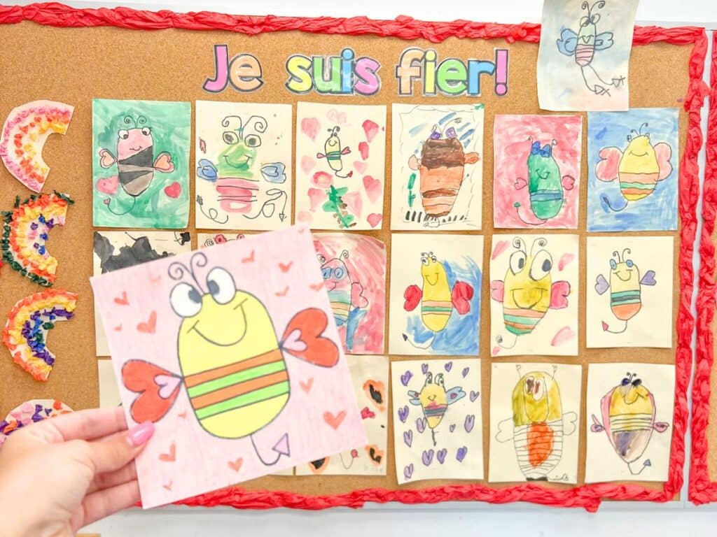 Completed love bug directed drawings for valentine's day