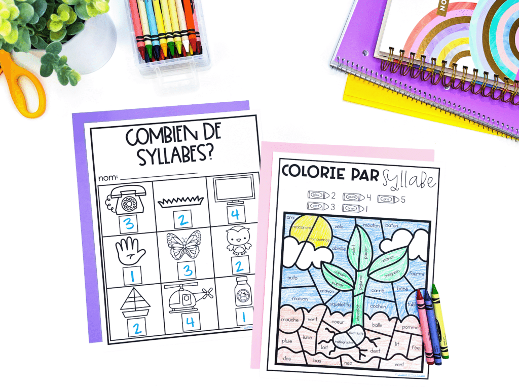 Syllable worksheets are great french syllable activities to do in your classroom to help your students practice this phonological awareness skill