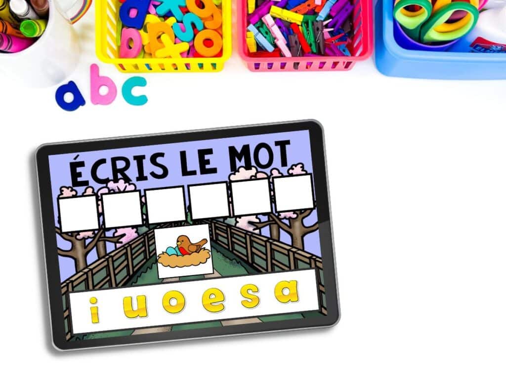 French spring boom cards on an ipad