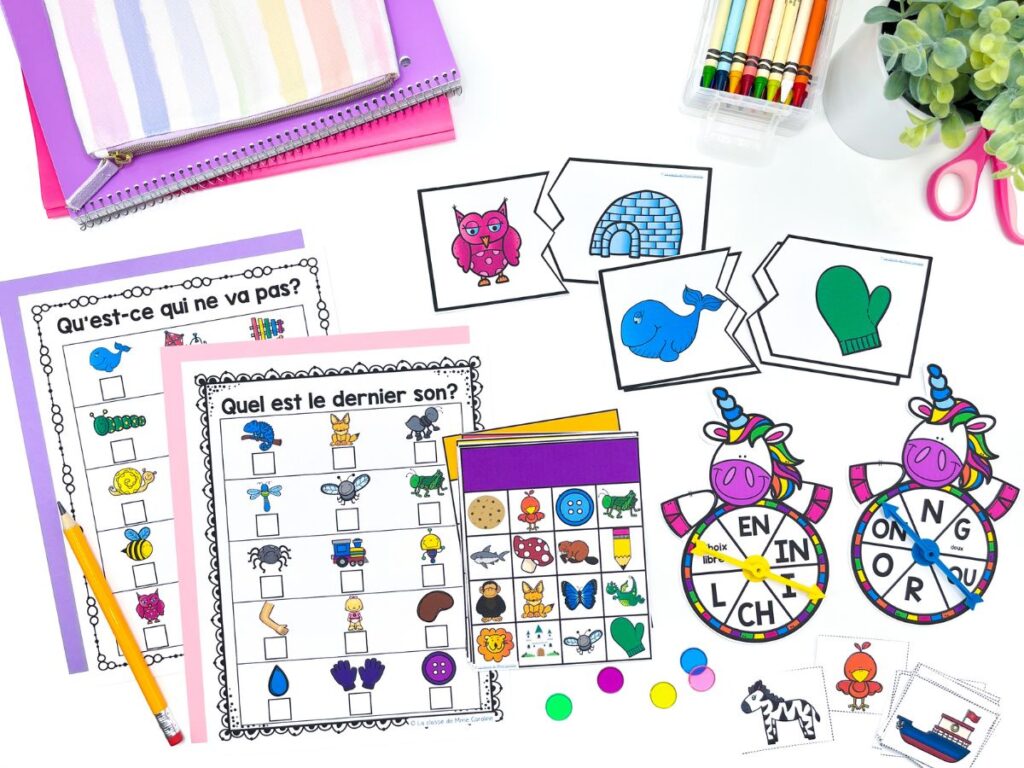 French phonological awareness activities for ending sounds