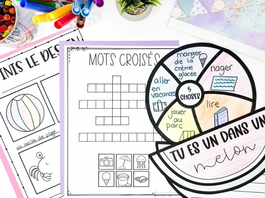 French early finishers activity bundle for primary students in French Immersion and in Core French