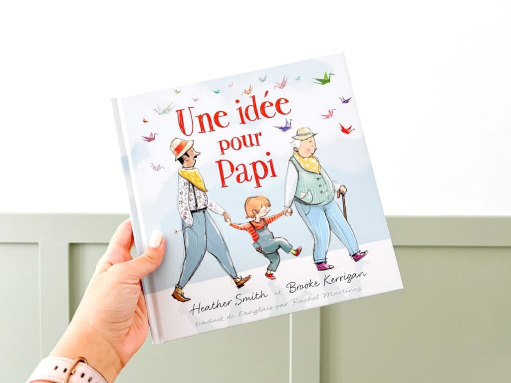 French read aloud about mental health. Book titled Une idée pour Papi