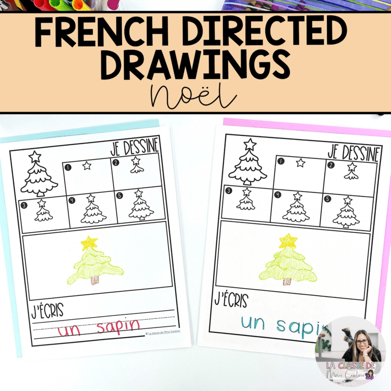 French directed drawing activities are differentiated for many writing levels