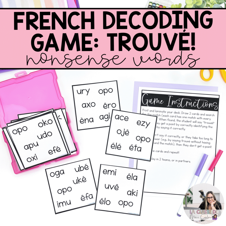 French decoding game to practice reading letter sounds and nonsense words