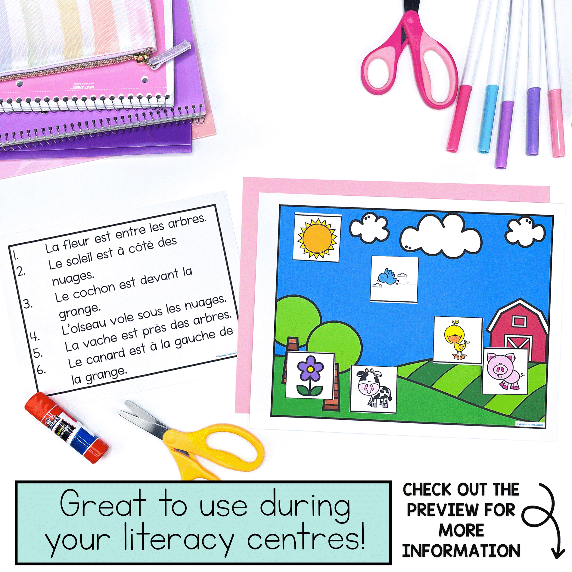 French prepositions task cards