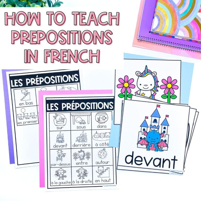 How to teach prepositions in French to primary students with posters and personal dictionaries