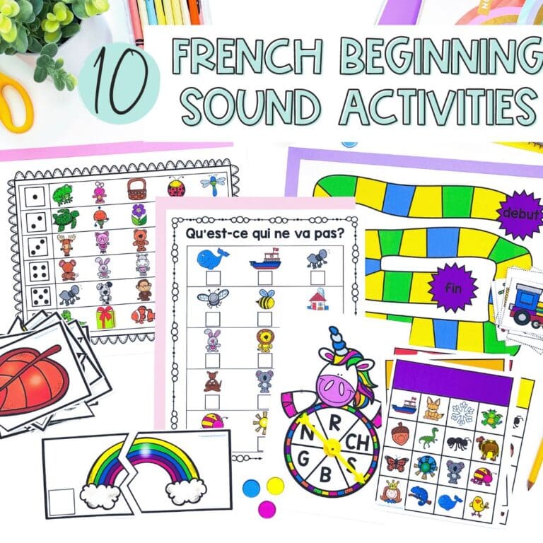 Printable games and activities to teach French beginning sounds.