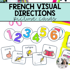 French visual instruction cards with number cards for sequencing