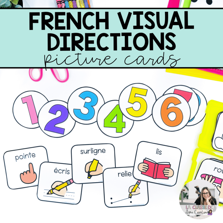 French visual instruction cards with number cards for sequencing