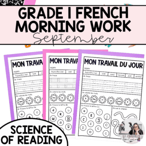 Grade 1 French morning work for September