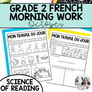 Printable French morning work for October, grade 2.