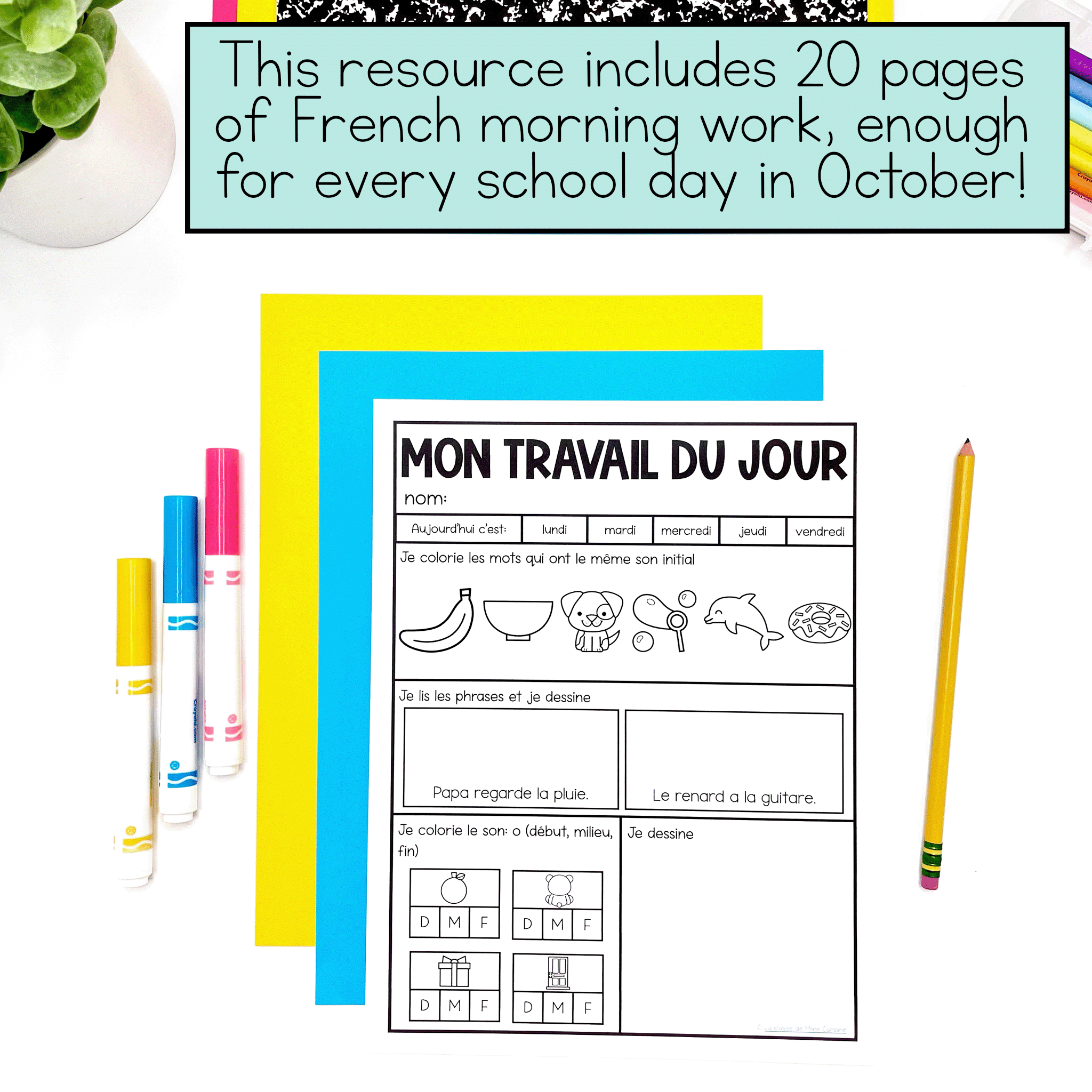 French Morning Work for October - Grade 2 - Le travail du matin pour octobre - Image 2