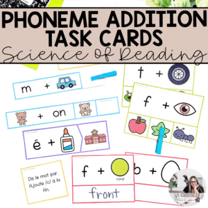 Printable French task cards for phoneme addition