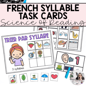 Printable task cards to learn French syllables