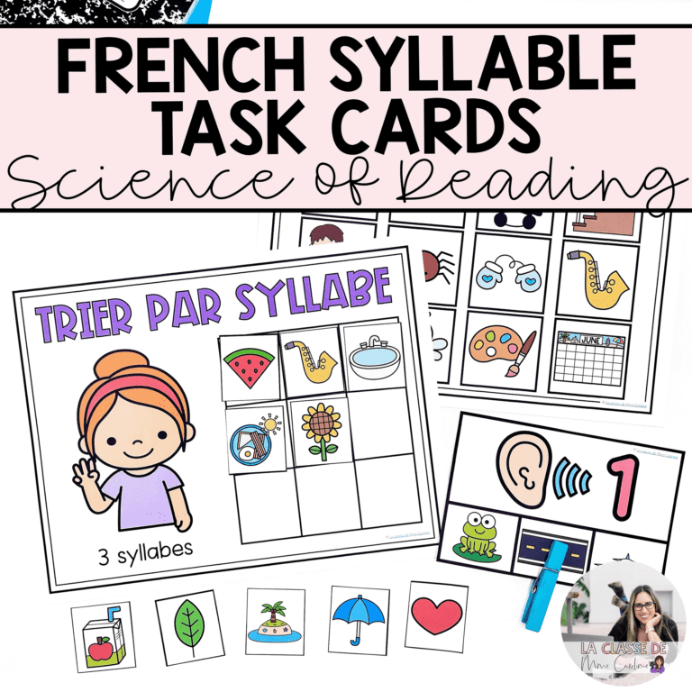 Printable task cards to learn French syllables