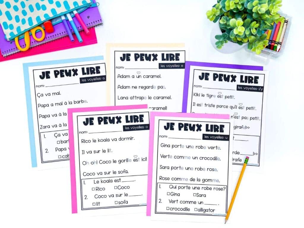 Decodable reading passages support French reading fluency with words focusing on specific sounds