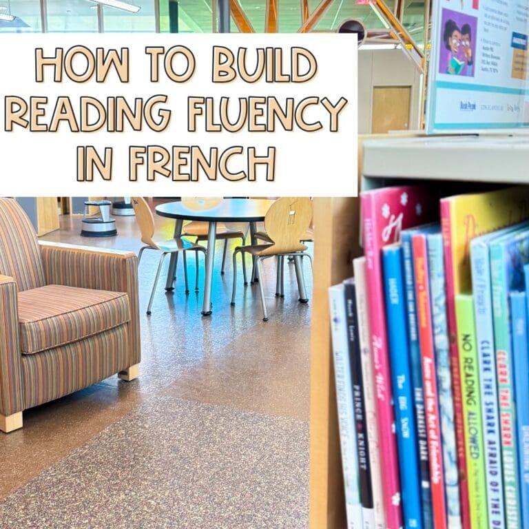 A shelf of books with the header how to build reading fluency in French