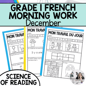 December French morning work for grade 1, one page printable worksheets