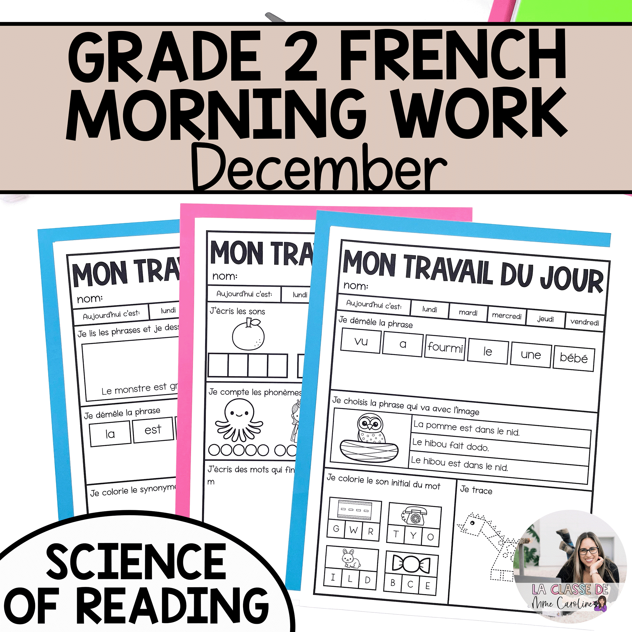 French Morning Work for December - Grade 2 - Le travail du matin pour decembre