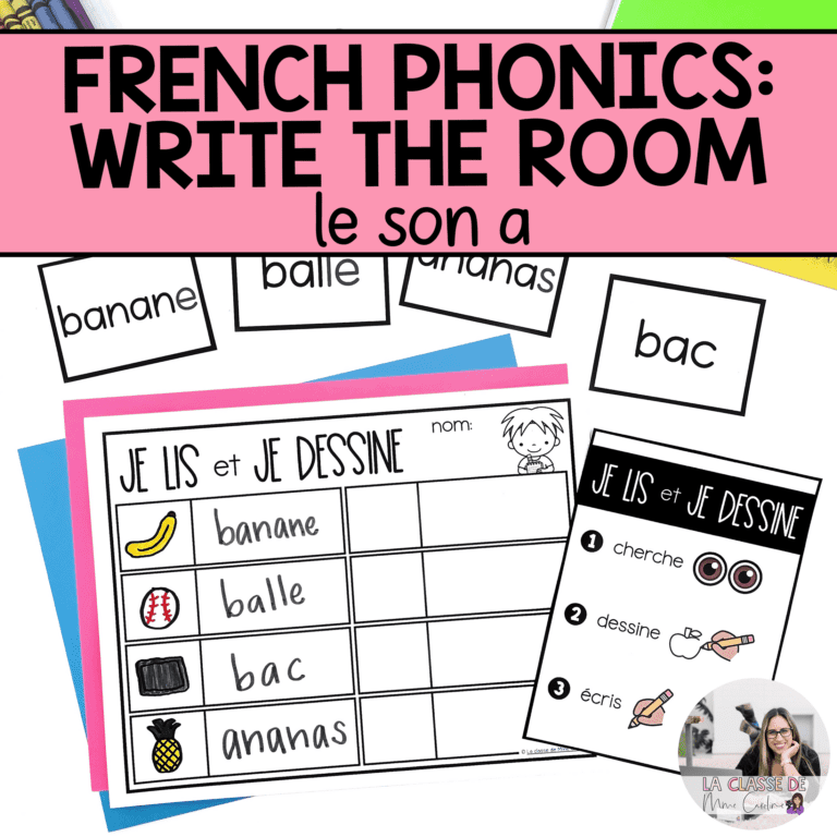 French write the room activity bundle for phonemic awareness of the sound a