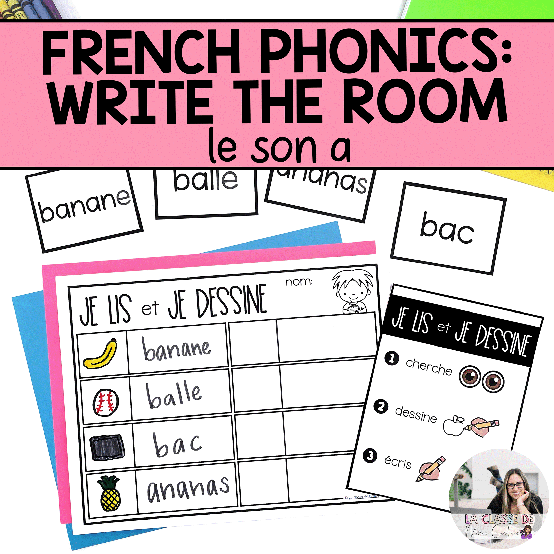 French write the room activity bundle for phonemic awareness of the sound a