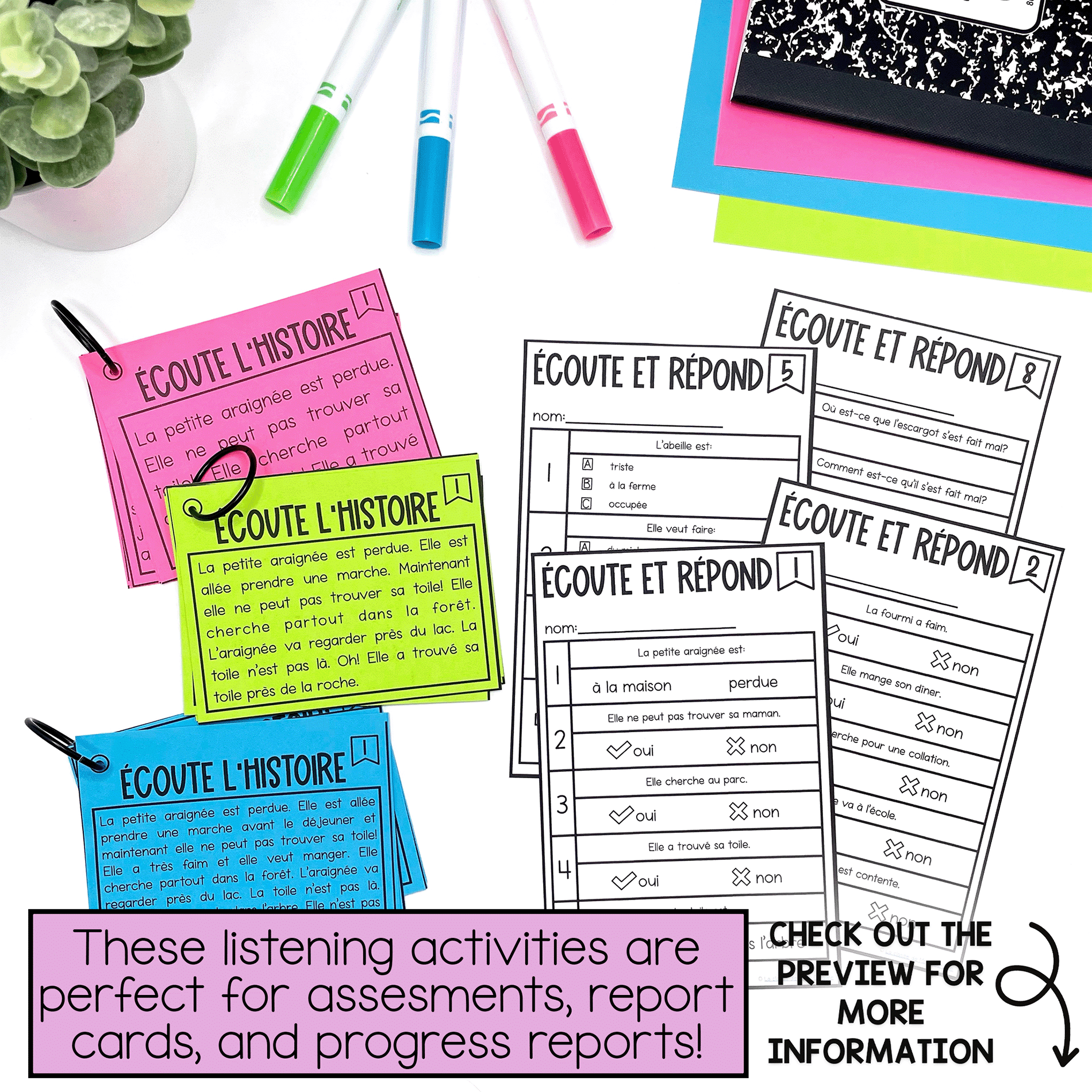 french listening comprehension questions for primary