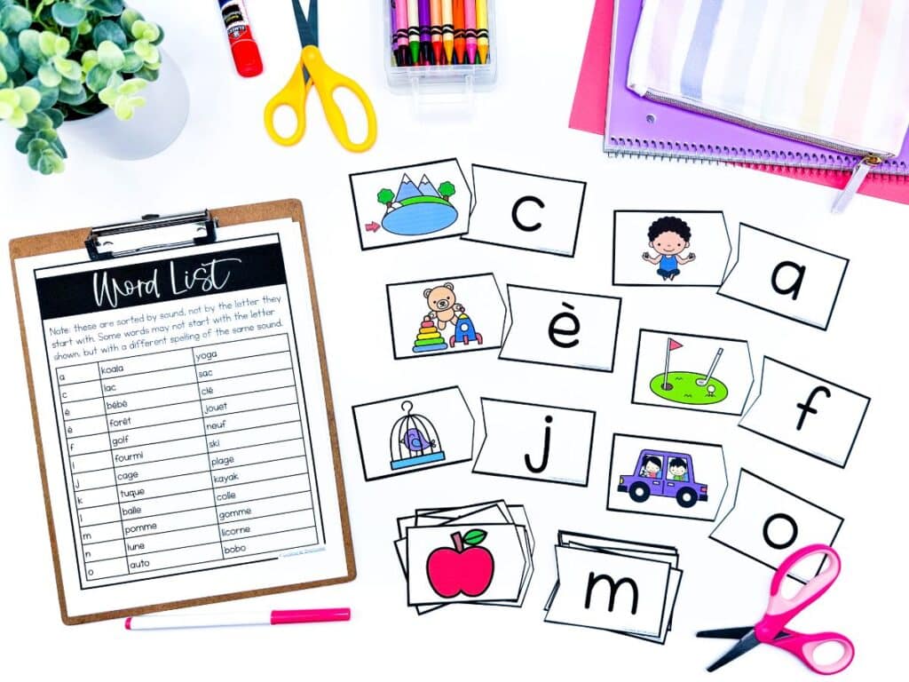 Puzzle activities for practising French ending sounds