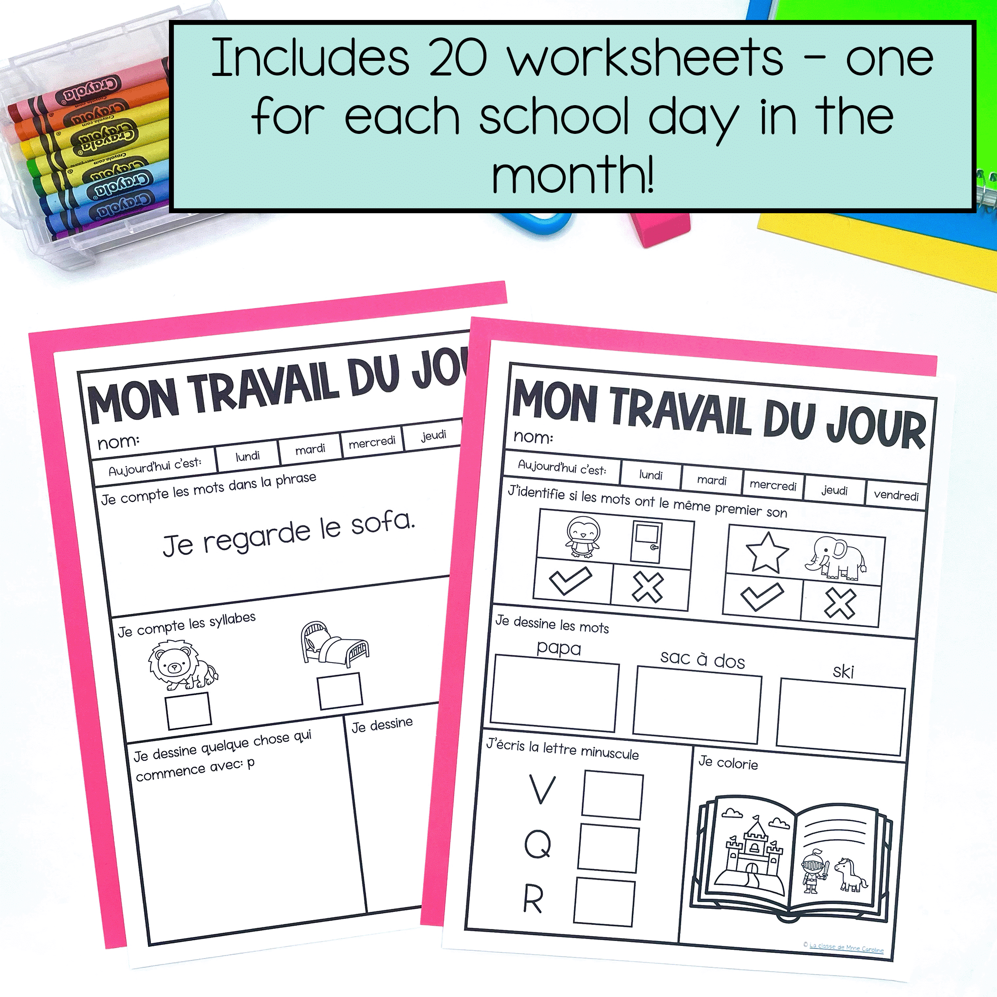 French February morning work grade 1: beginning sounds