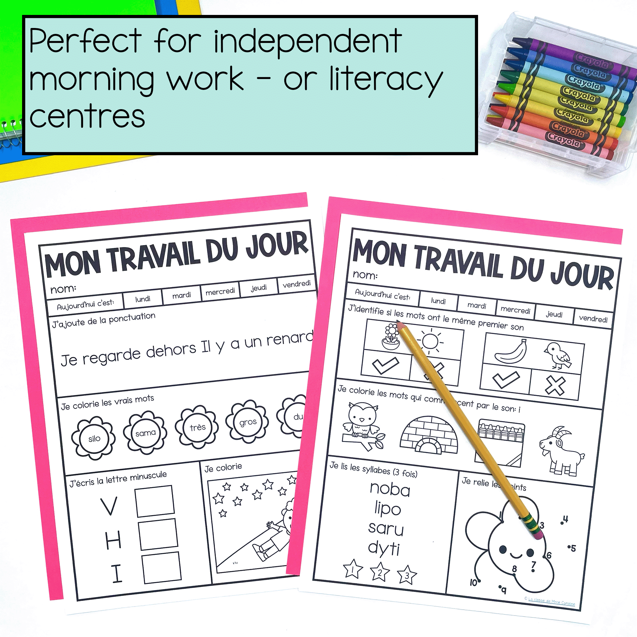 French February morning work grade 1: vocabulary work