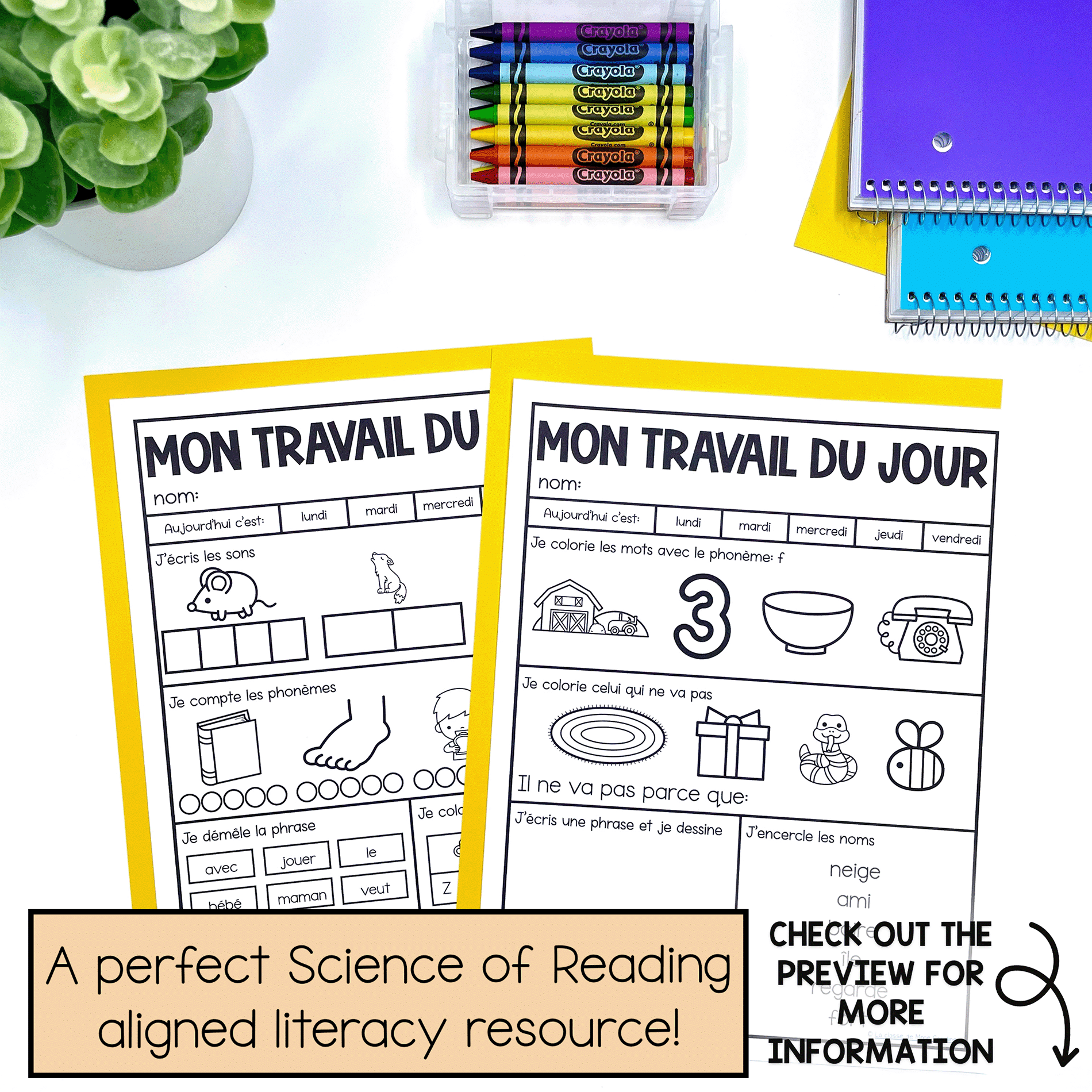 French February Morning Work for primary students: phoneme identification