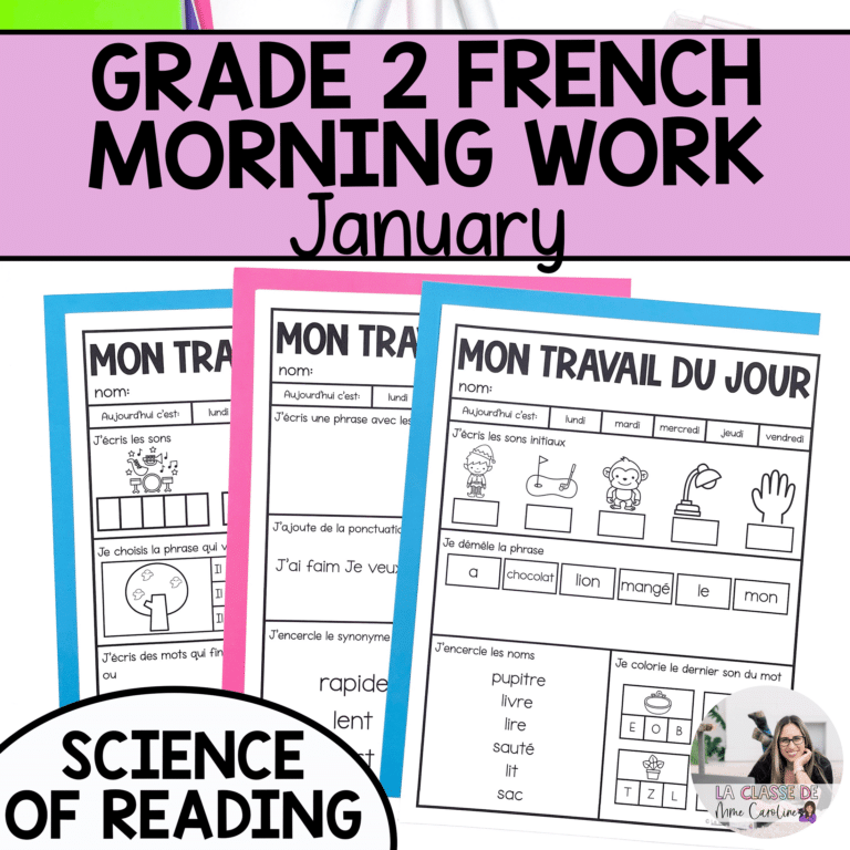 French morning work for grade 2 January