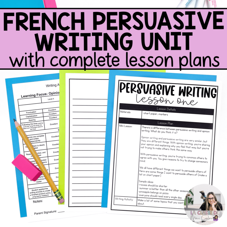 Persuasive writing unit in French