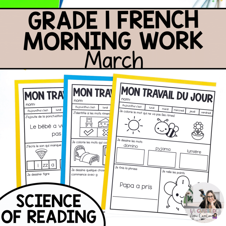 March morning work for grade 1 French