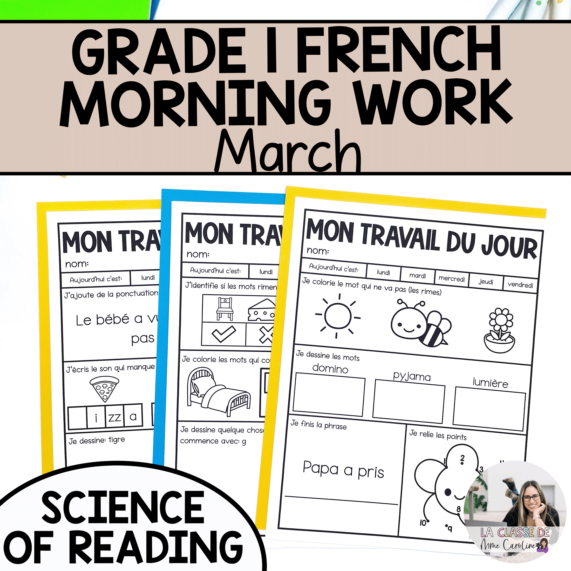 March morning work for grade 1 French