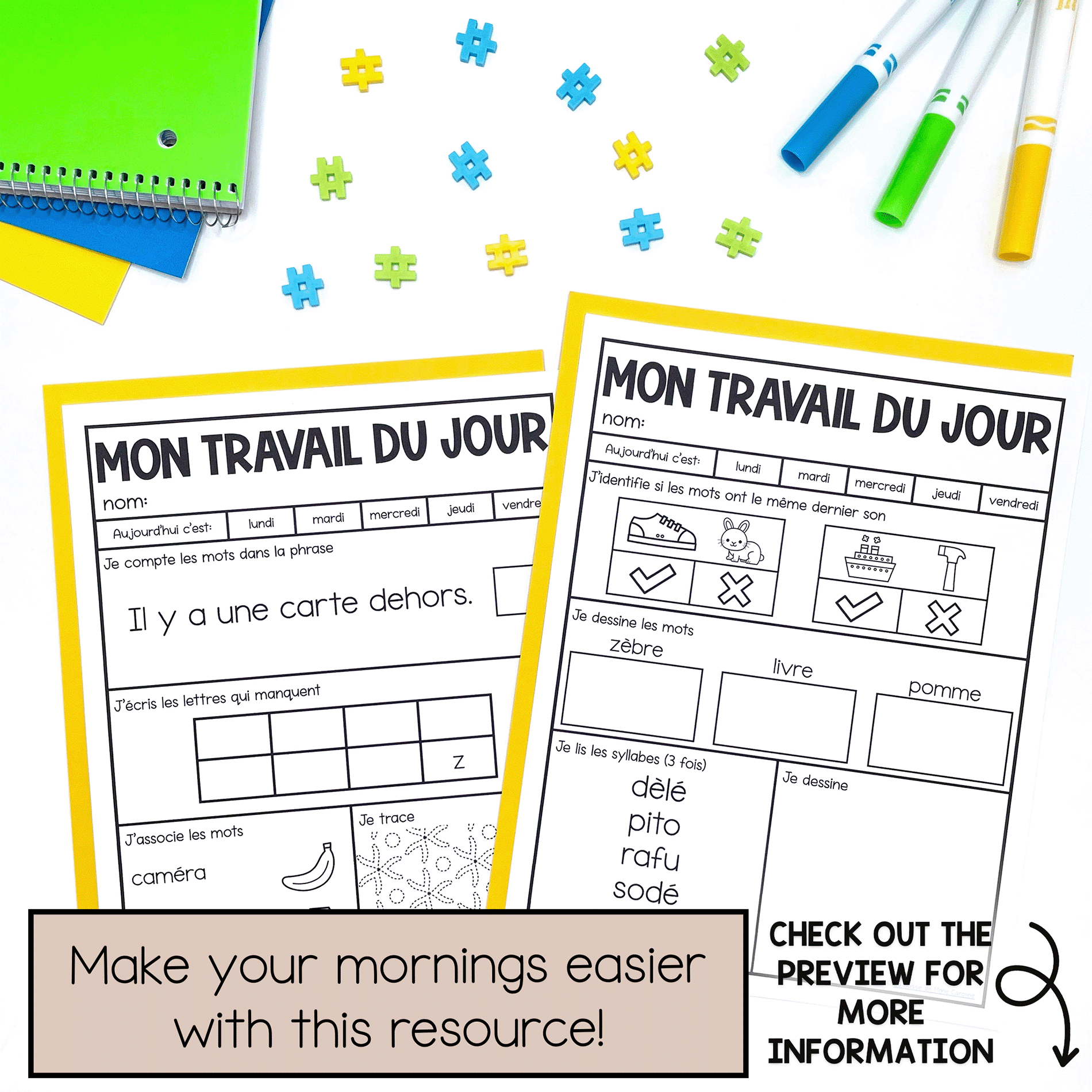 March morning work for grade 1 French makes teaching easier
