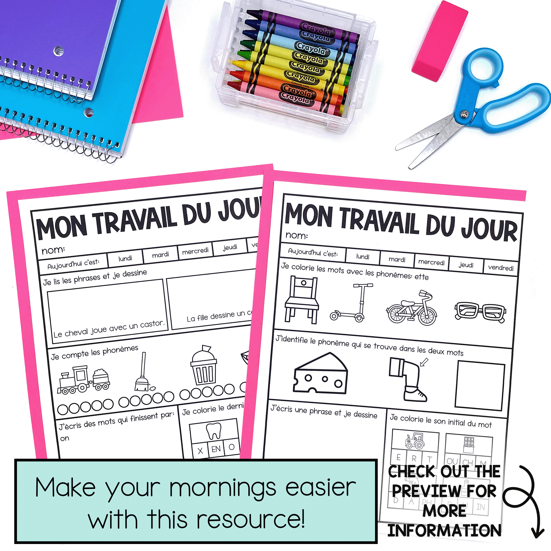 Make mornings easier with March morning work for French grade 2