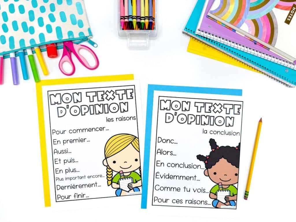 Two worksheets with opinion writing prompts.
