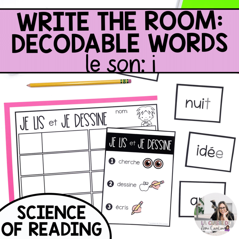 French write the room decodable words for the sound i