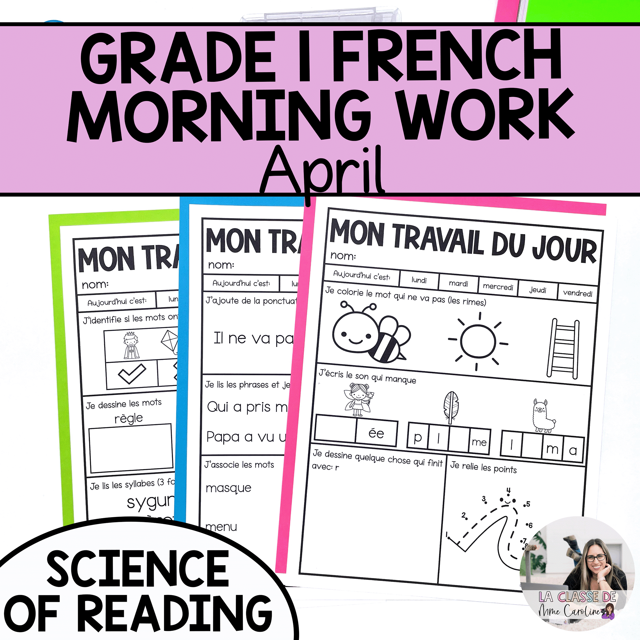 april morning work for grade 1 french