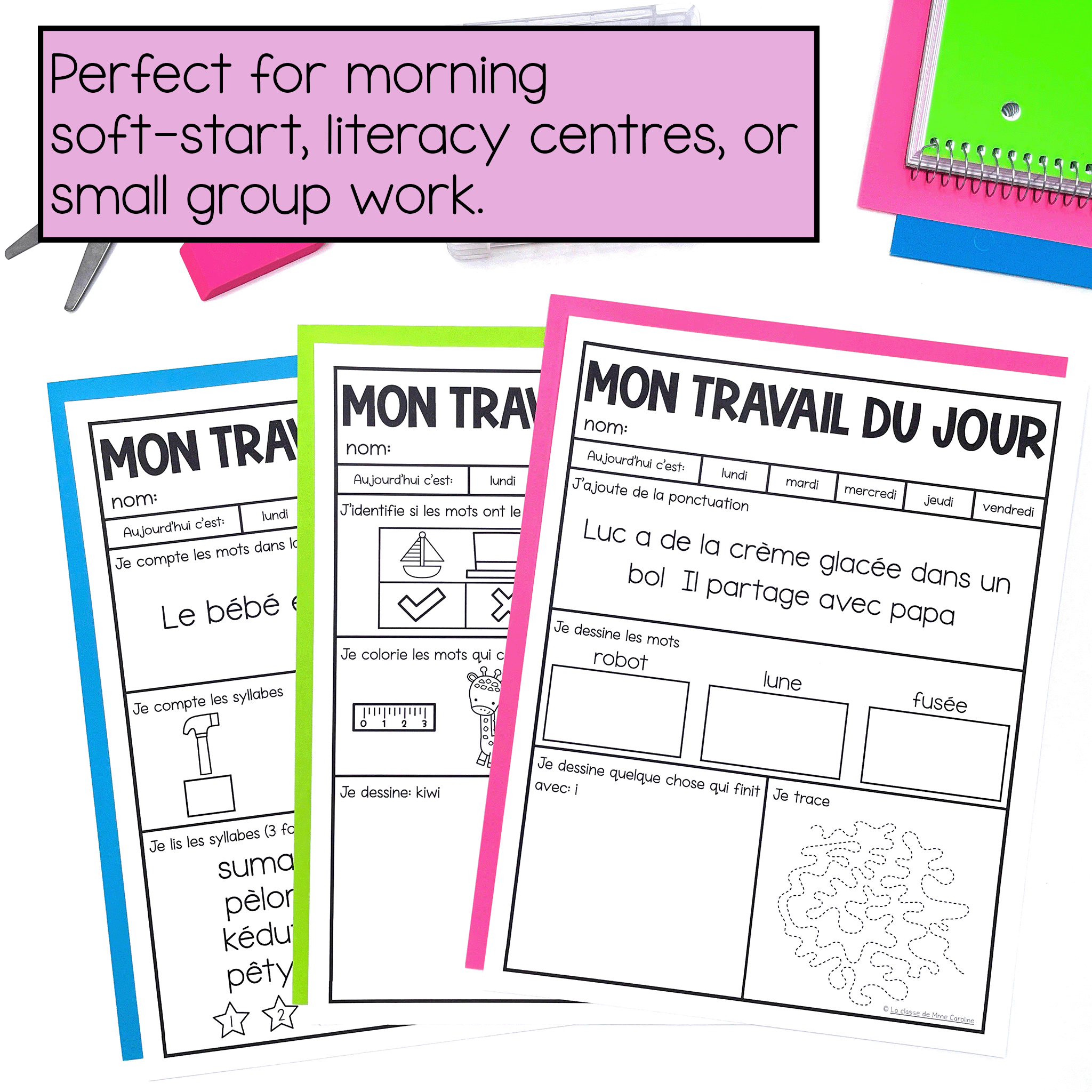 april morning work for grade 1 french can bse used for literacy centres or small group work too