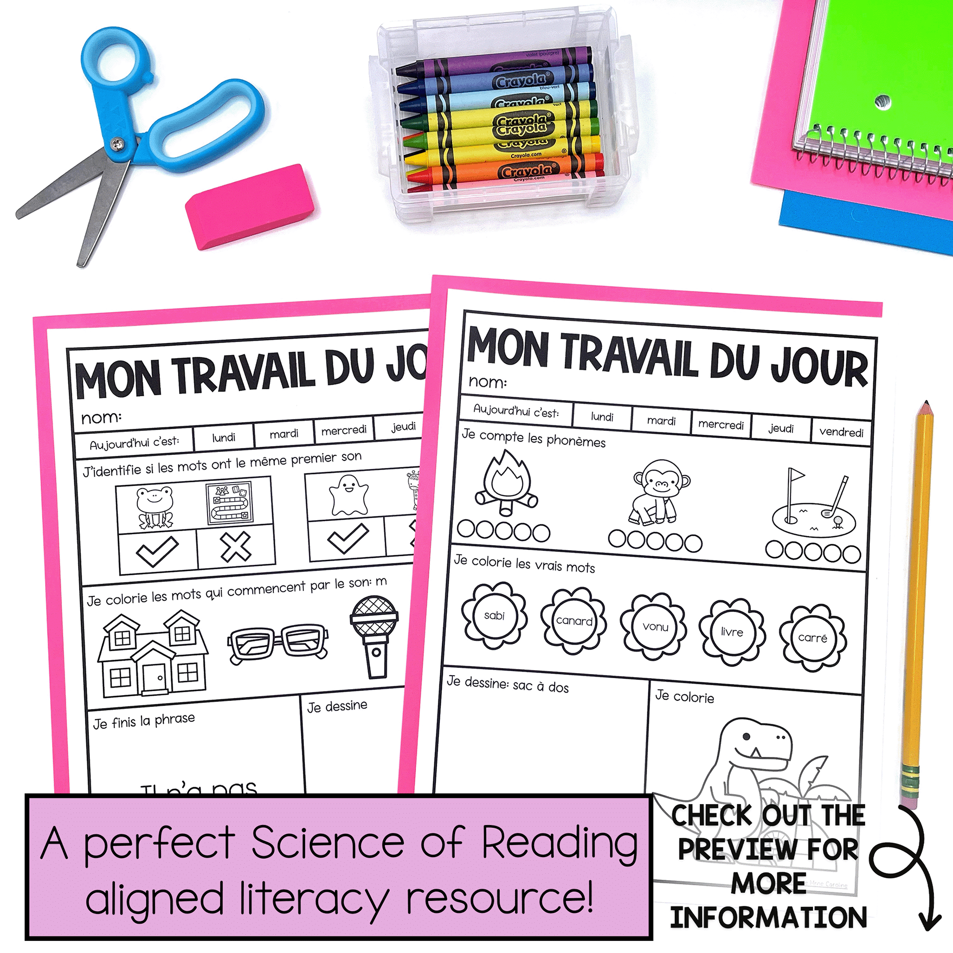 April morning work for grade 1 french is aligned with the science of reading.