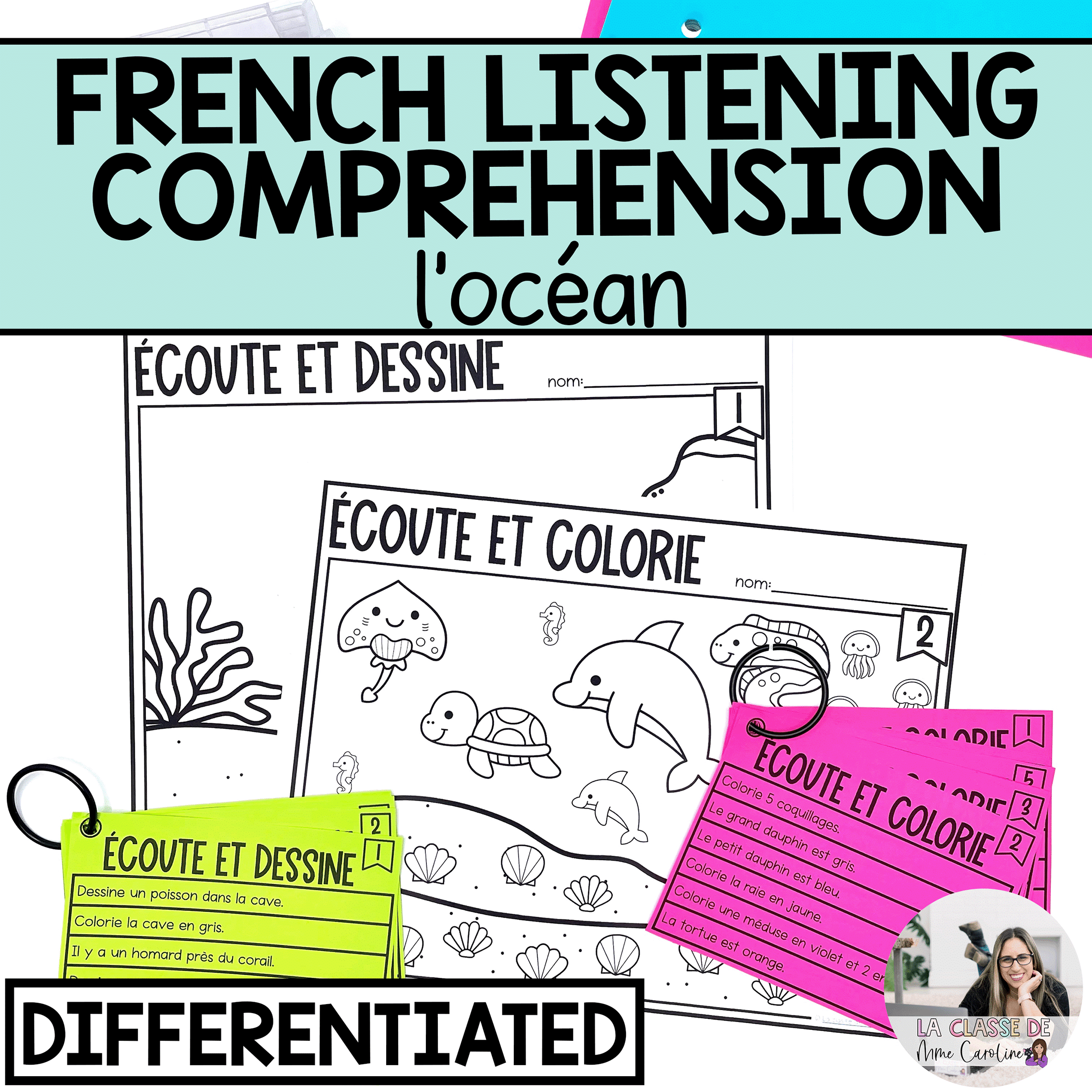 French listening comprehension activities - the ocean.