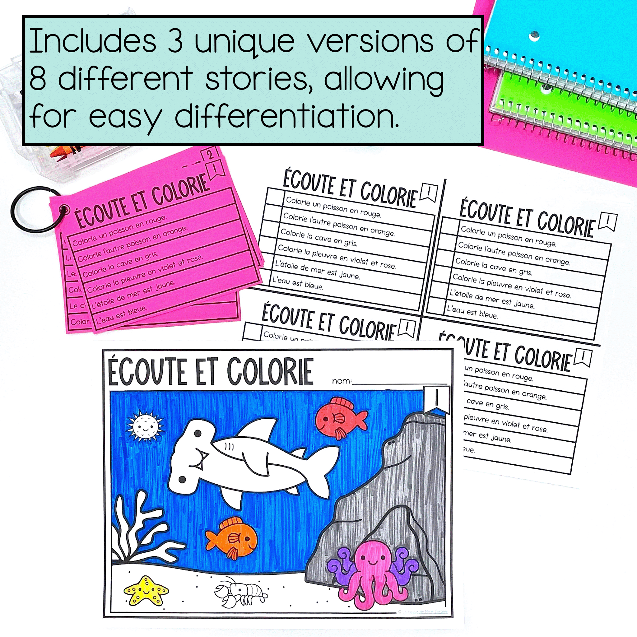 Includes 3 unique versions of 8 different stories - allowing for easy differentiation.