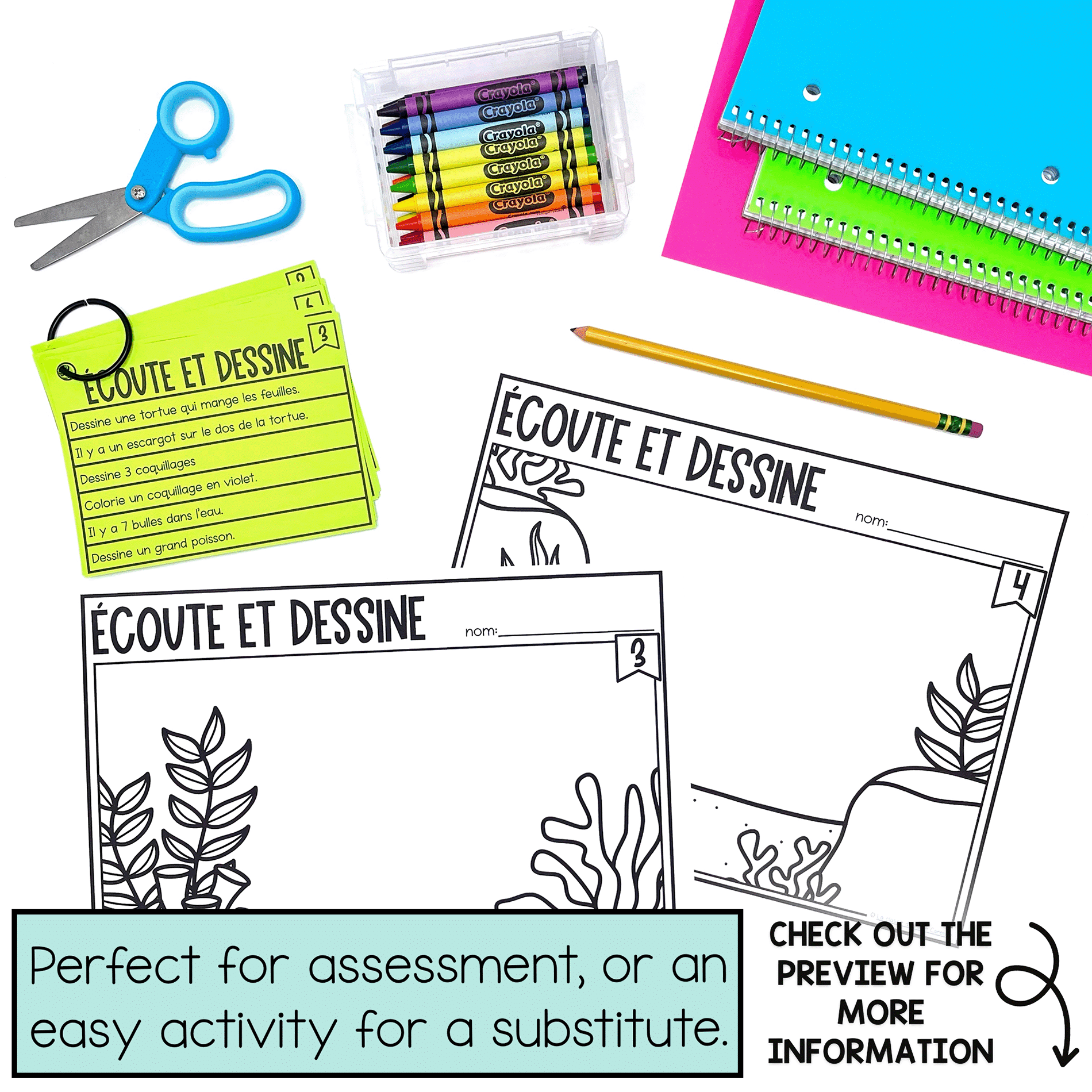 Listening comprehension activities are perfect for assessment or substitute teachers