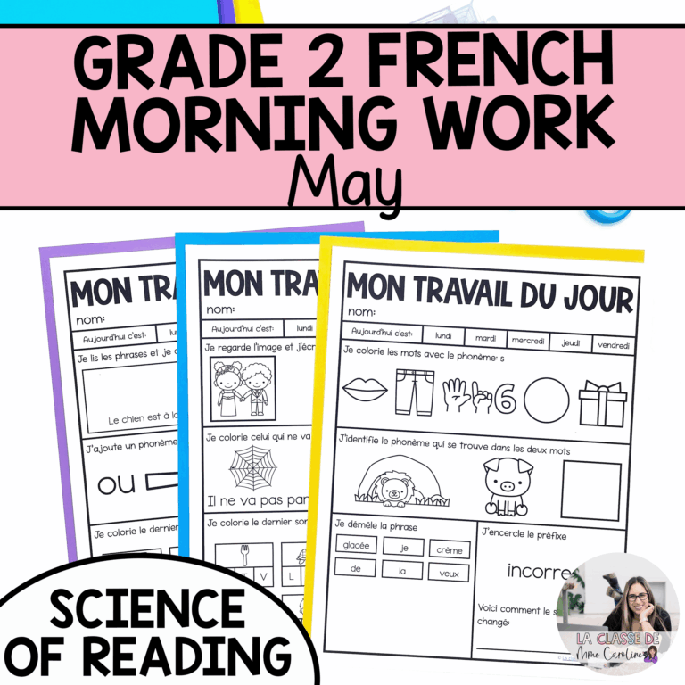 French morning work for grade 2 french