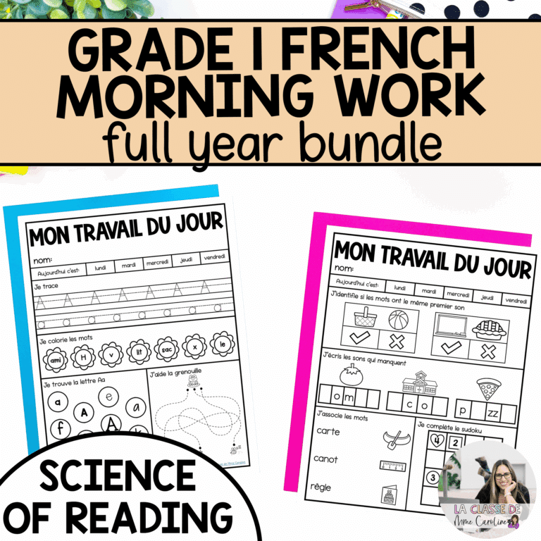 French morning work for grade 1 aligned with the science of reading