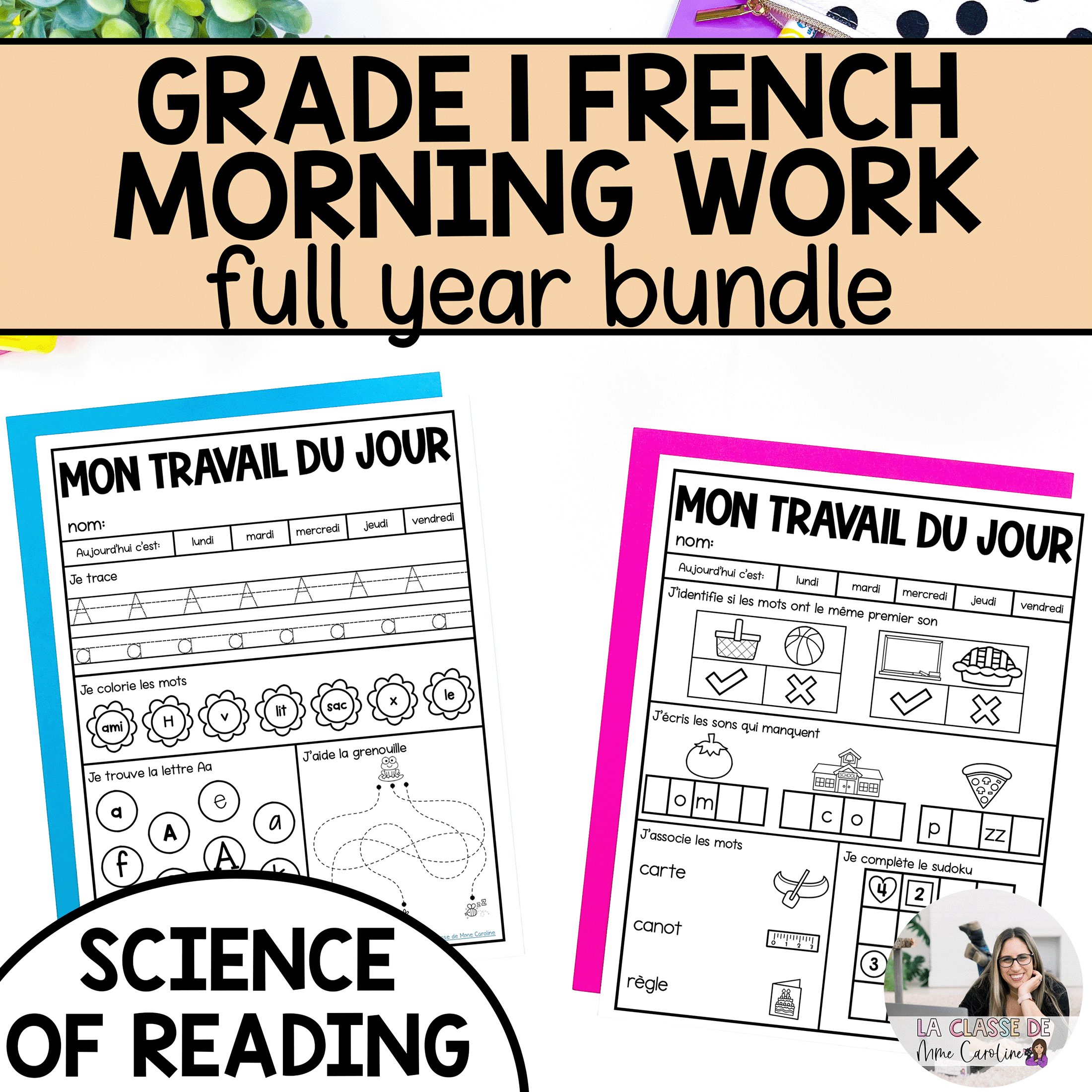 French morning work for grade 1 aligned with the science of reading