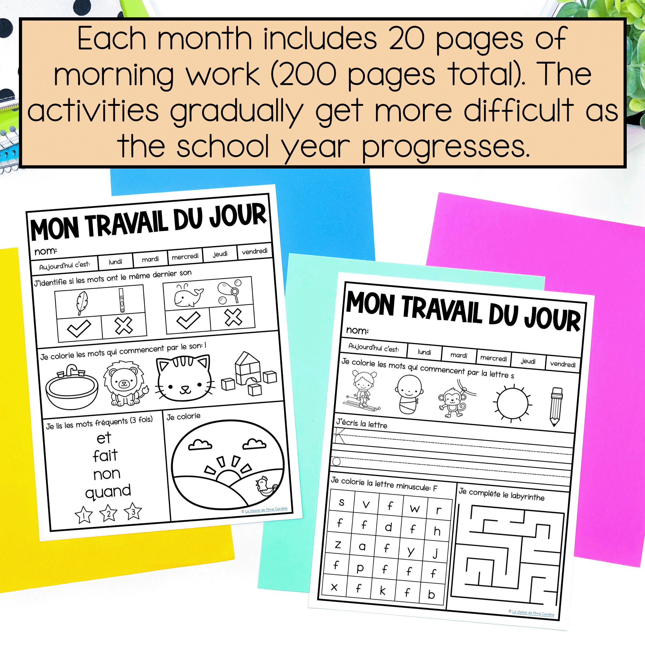 French bell ringer activities for grade 1 aligned with the science of reading