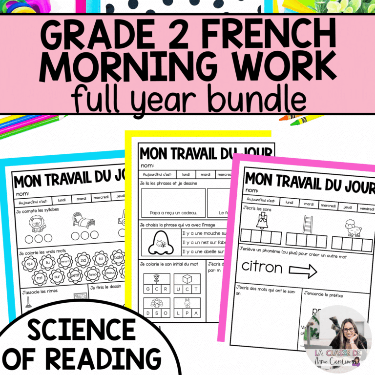 Grade 2 French morning work, aligned with the science of reading