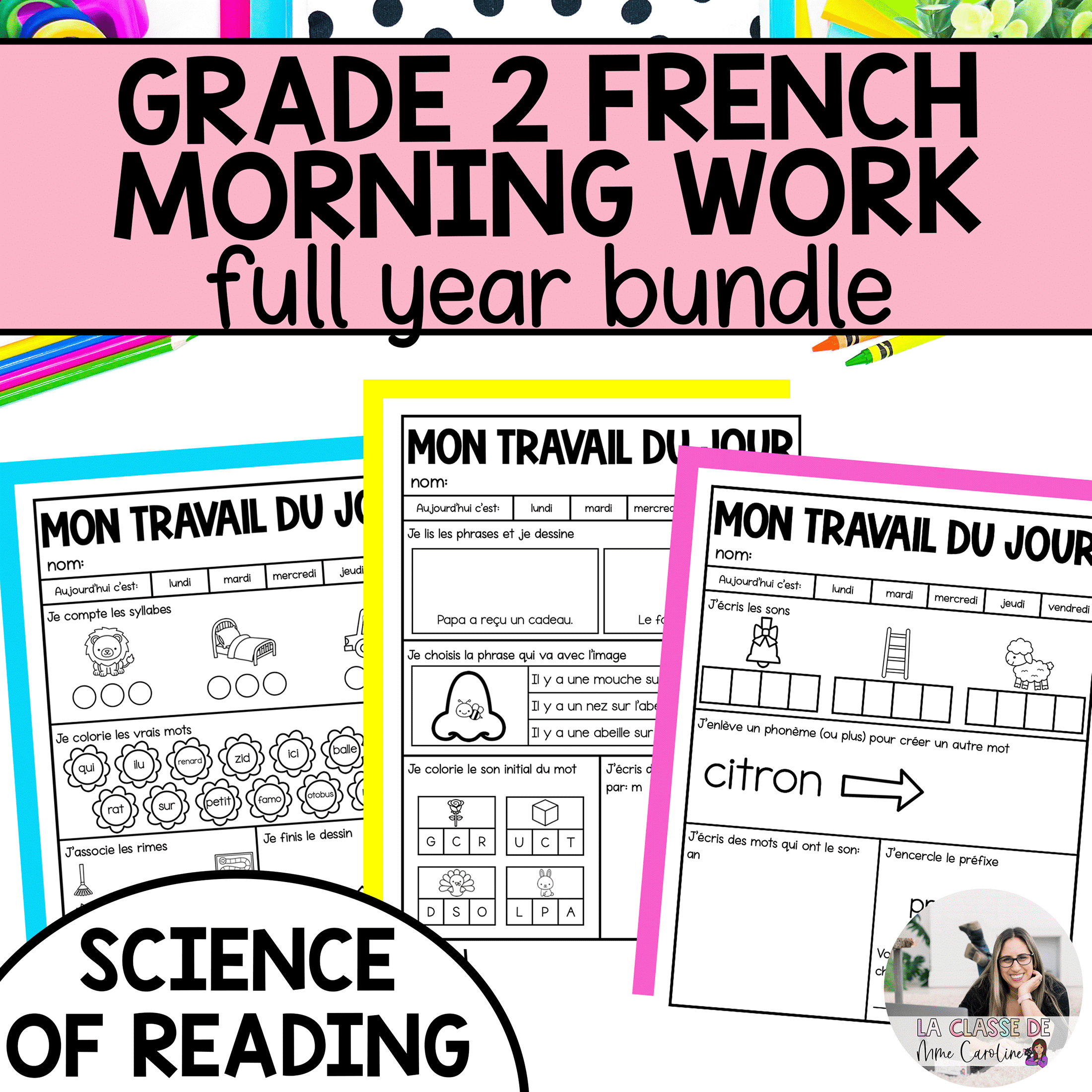 Grade 2 French morning work, aligned with the science of reading